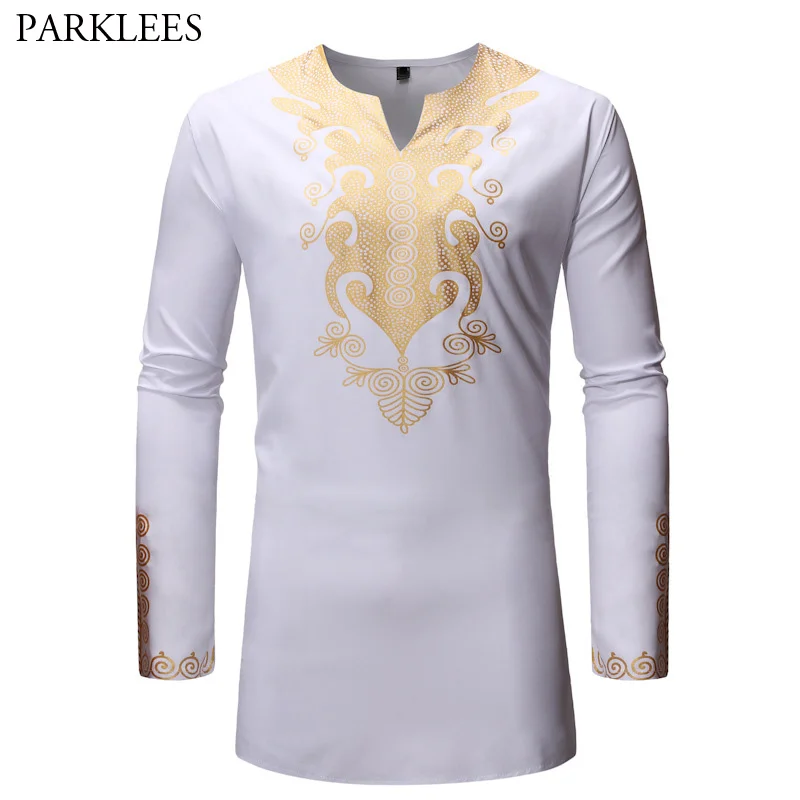 

Mens Hipster African Dashiki Print Shirt 2019 Brand New Long Sleeve V Neck Shirt Men Hip Hop Streetwear Casual Chemise Homme XXL