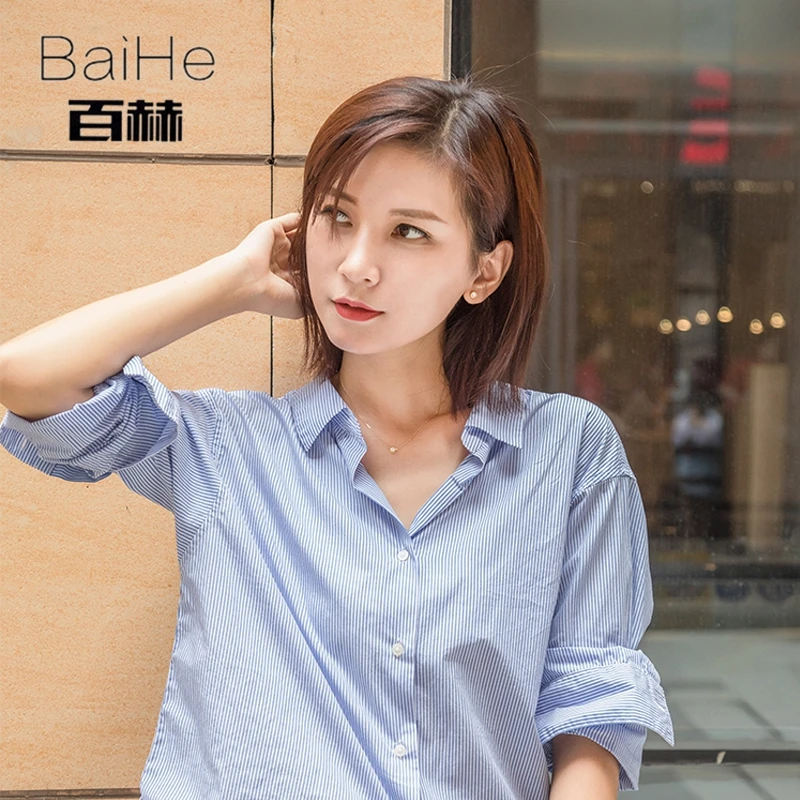 

BAIHE Solid 18K Yellow Gold 0.08ct H/SI Natural Diamonds Women Trendy Fine Jewelry Simple casual flower diamond Necklaces