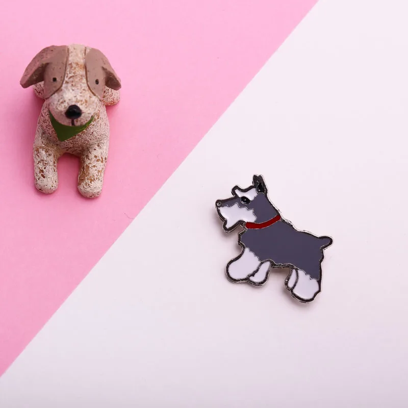 Gray schnauzer Большая брошь в виде собаки в виде животного, брошь на булавке, значок, брошь корги, подарок лучшего друга, модные мужские ювелирные изделия и Милые Броши для женщин - Окраска металла: Gray schnauzer