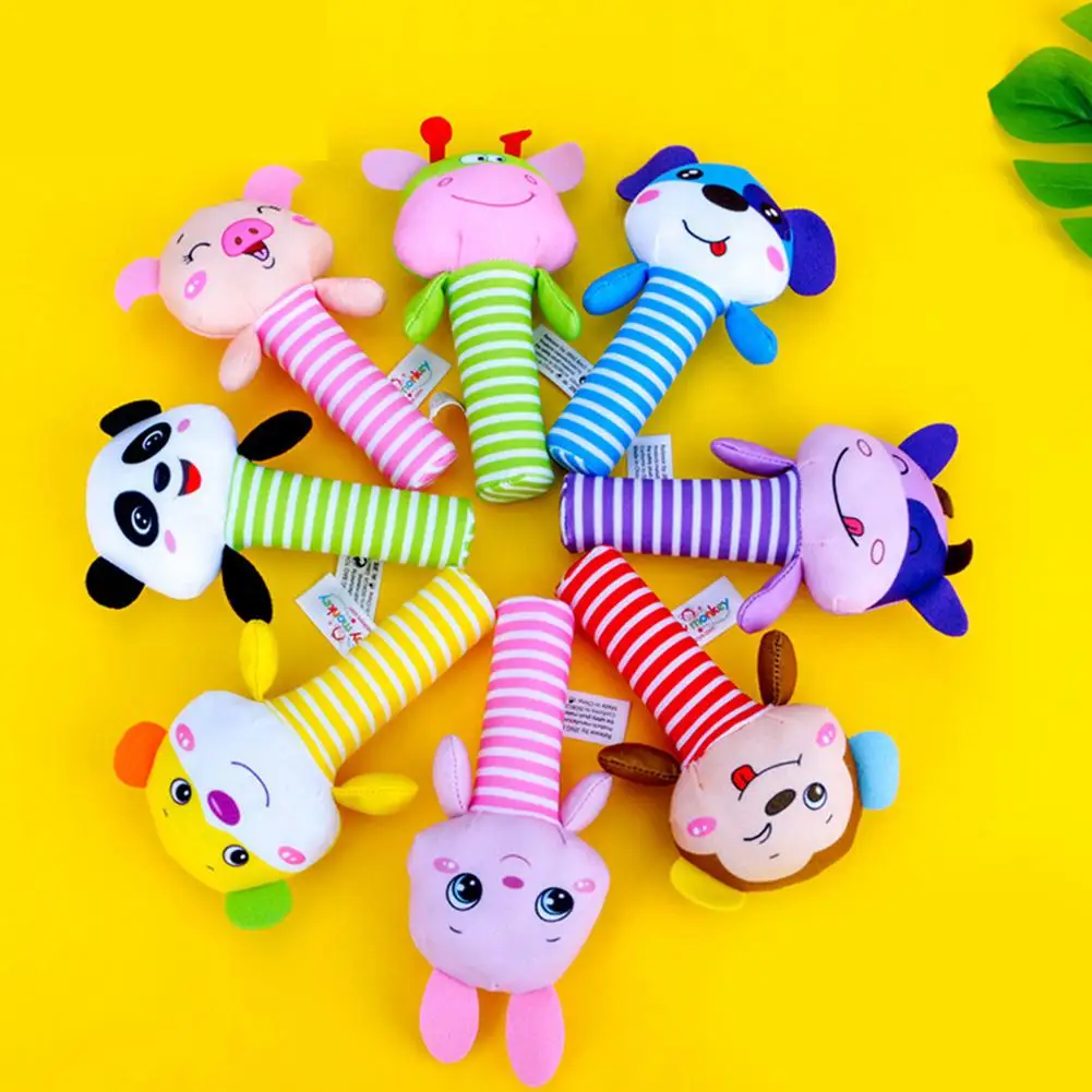 

Baby Rattles Bell Instruments Plush Doll Cute Baby Toys Cartoon Animal Hand Bell Rattle Soft Toddler Baby Toys 0-12 Months