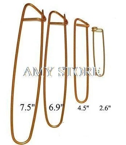 Set of 4 Safety Pin,Aluminum Brooch Pin,Gold Color,7.5"/6.9"/4.5/2.6",Craft Tool