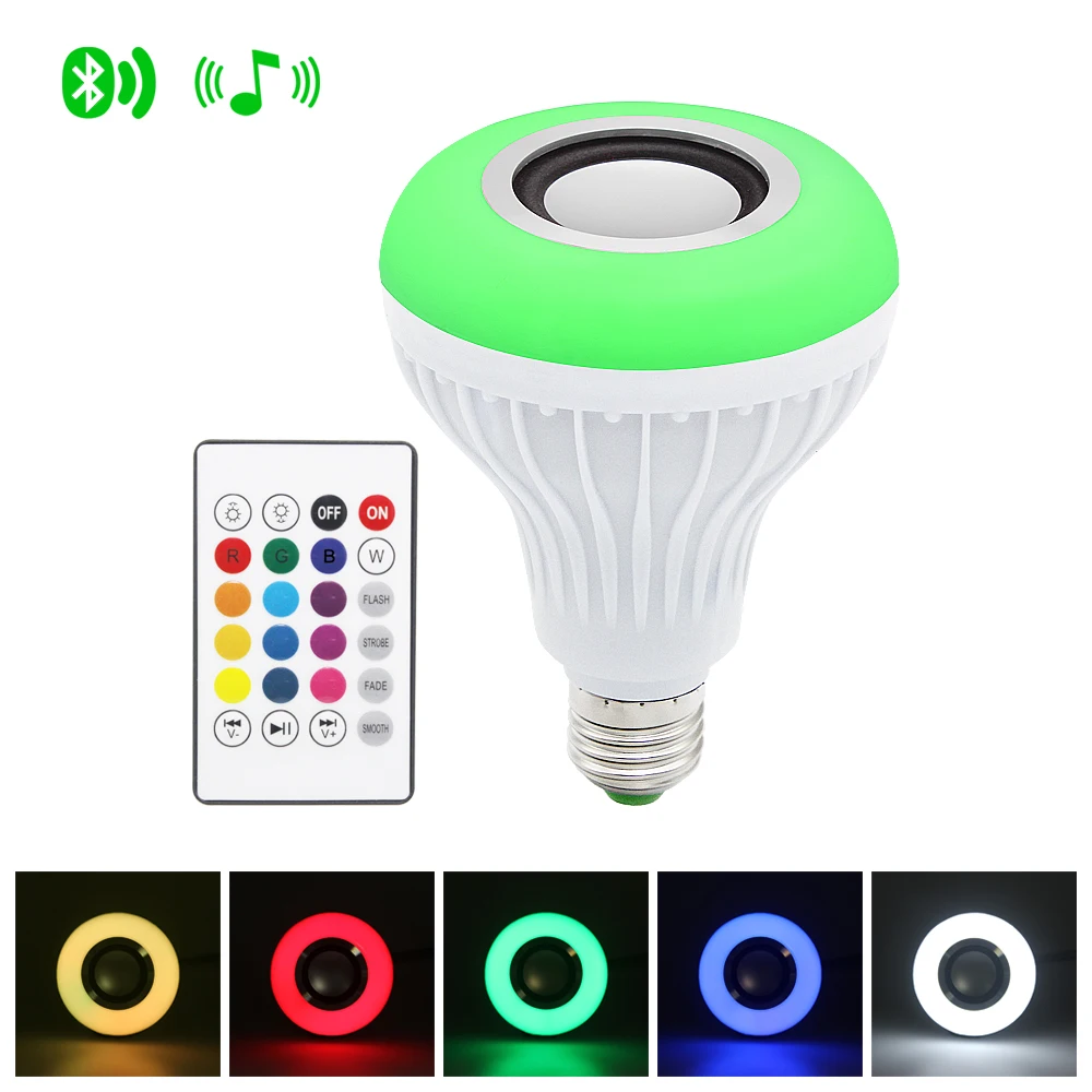ANBLUB Smart E27 светодиодный RGB RGBW лампочка с пультом дистанционного управления беспроводной Bluetooth динамик музыка воспроизведение аудио вспышка Диммируемый Светильник лампа