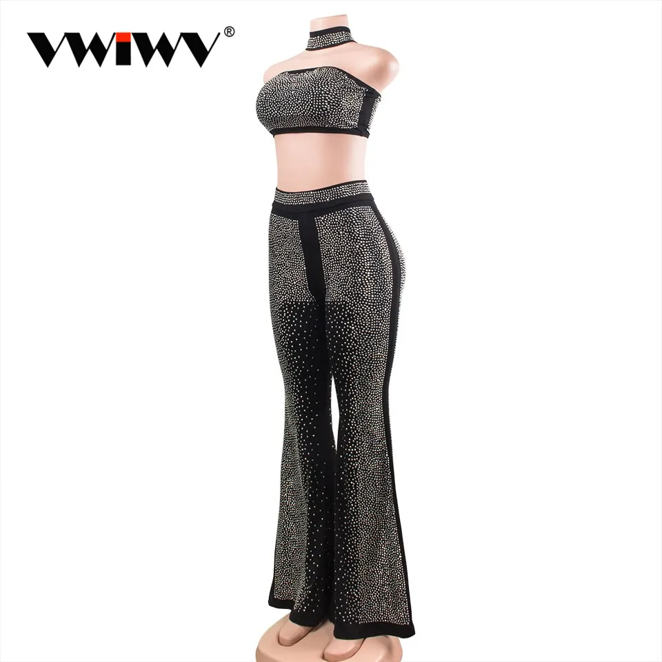 Женский комплект из 2 предметов комбинезоны без бретелек и широкие брюки с