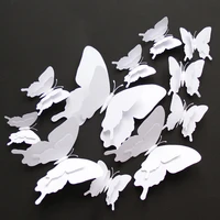 large size 12pcsset 3d double layer white butterfly wall sticker home decoration18cm butterflies on wall magnet fridge stickers