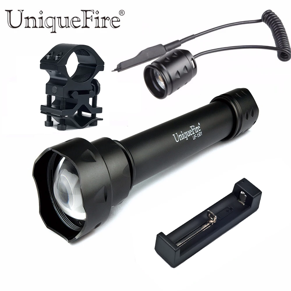 Тактический фонарик UniqueFire 1501 T38 IR 850 нм 3 режима инфракрасный охотничий + крепление