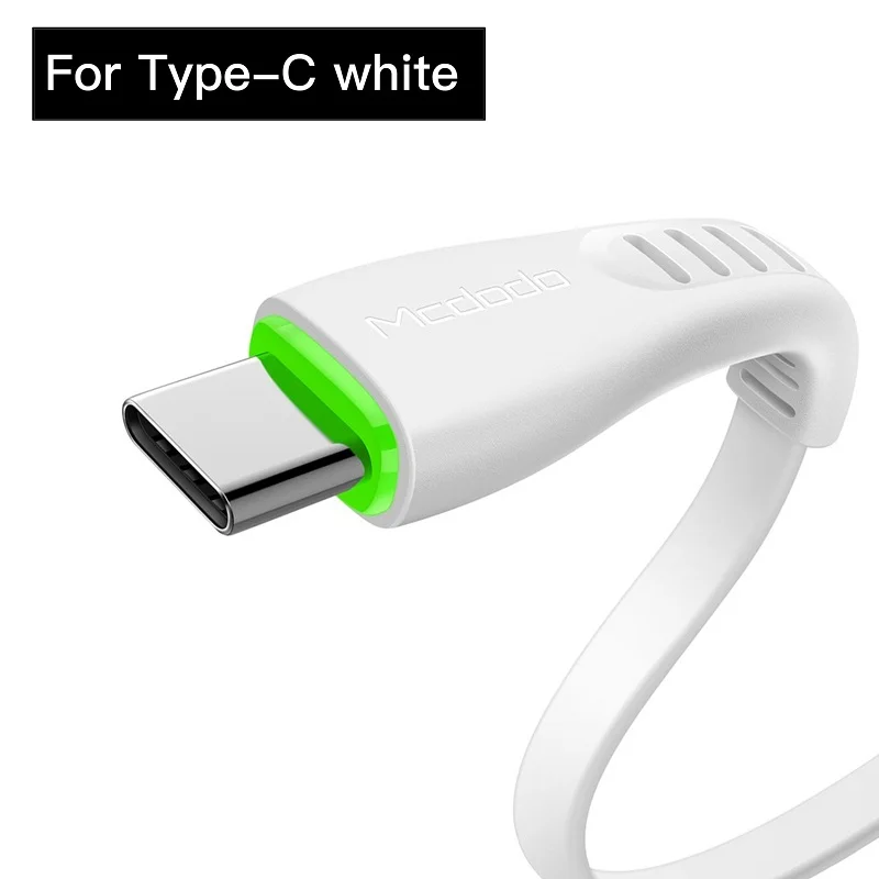 Type C White Mcdodo USB кабель для iPhone XS Max XR X 8 7 usb type C 3A шнур для быстрой зарядки и передачи данных для samsung HUAWEI XIAOMI, зарядный кабель для телефона - Цвет: Type C White