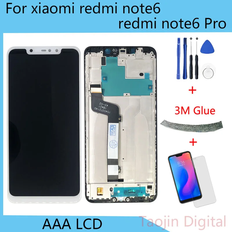 Оригинальный дисплей для Xiaomi Redmi Note 6 Pro сменный ЖК с сенсорным экраном и рамкой