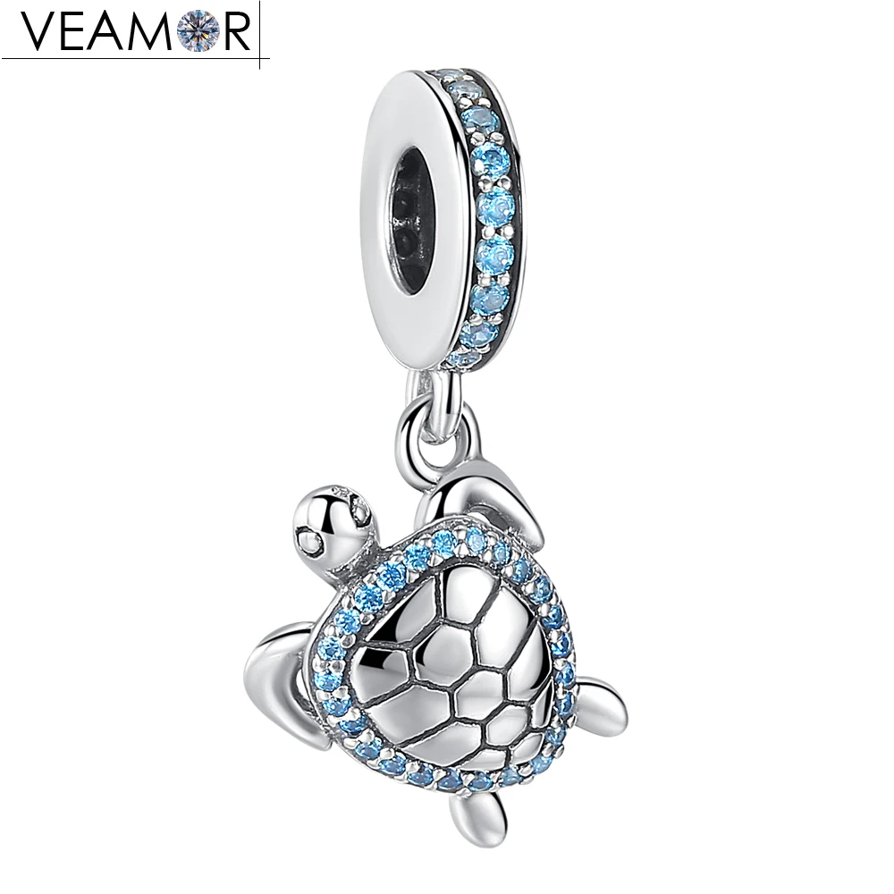 VEAMOR оригинальный 925 пробы серебра Морская черепаха кулон Подвески Fit Пандора