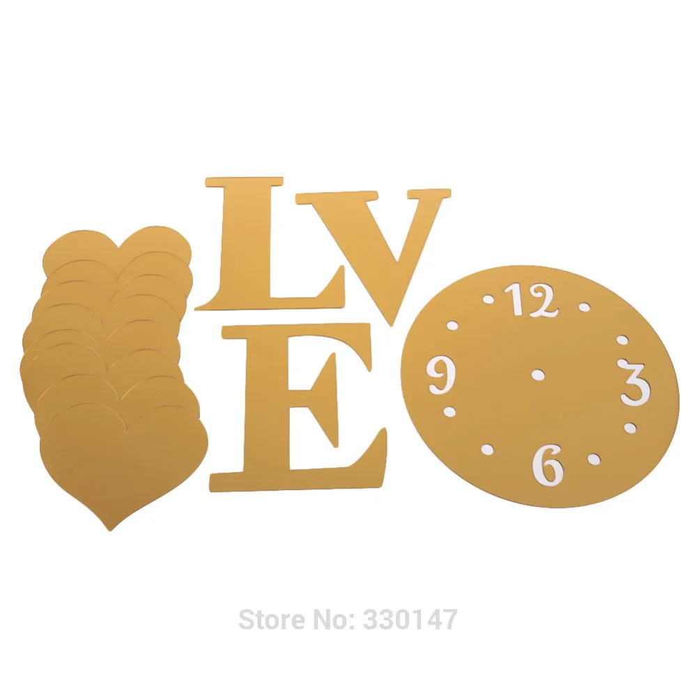 Mirror Wall Clock LOVE Acrylic Sticker Modern Design with Self-adhesive Glue Home Decoration For Bedroom Living Room DIY Mural | Дом и сад