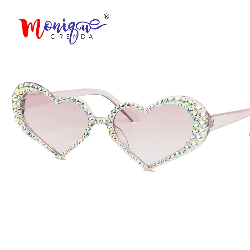 Женские солнцезащитные очки 2019 милые в форме сердца с блестящими кристаллами