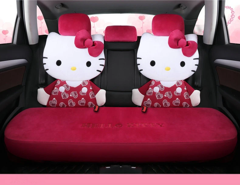 Мультяшный чехол для автокресла hello kitty, теплая плюшевая подушка для автомобиля, набор зимних авточехлов, универсальные аксессуары для всех автомобилей