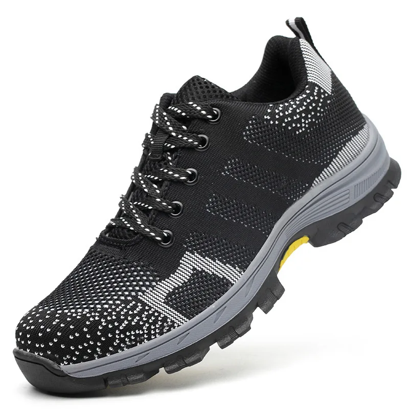 Мужские безопасные рабочие ботинки со стальным носком нескользящая вязаная