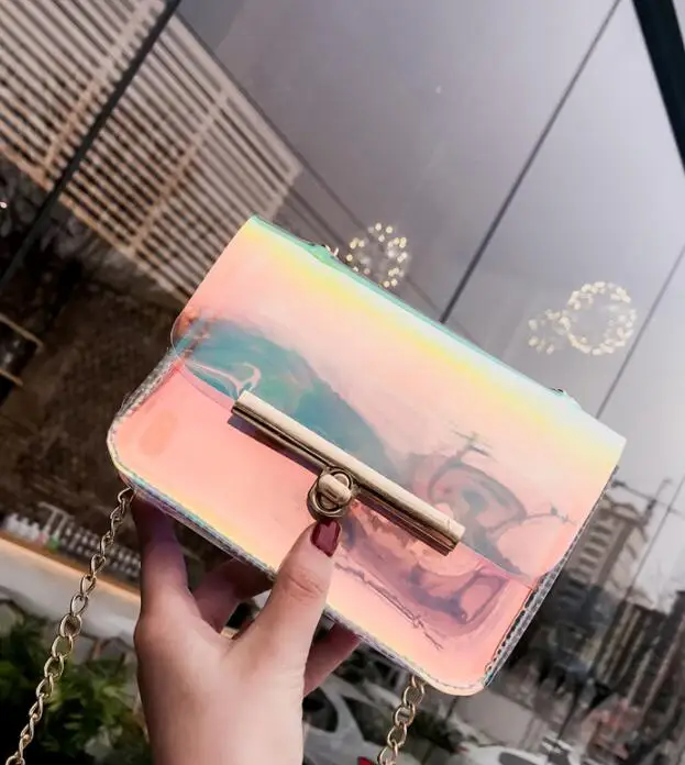 Модная женская сумка-мессенджер маленькая квадратная прозрачная из