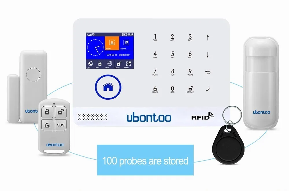 Ubontoo англо-рус ES PL DE FR IT переключаемый Беспроводной домашней безопасности WI-FI GSM GPRS GSM сигнализация системы приложение Дистанционное Управление RFID Arm/