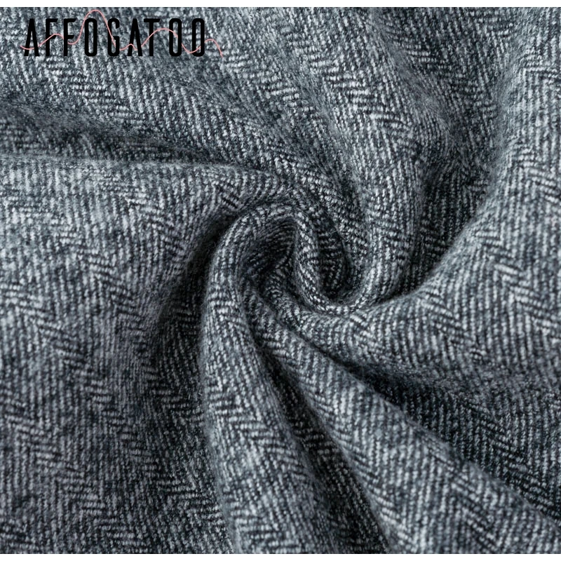 Affogatoo Asymmetric button tweed mini skirt women A line zipper high waist skirt Casual Autumn winter short skirt