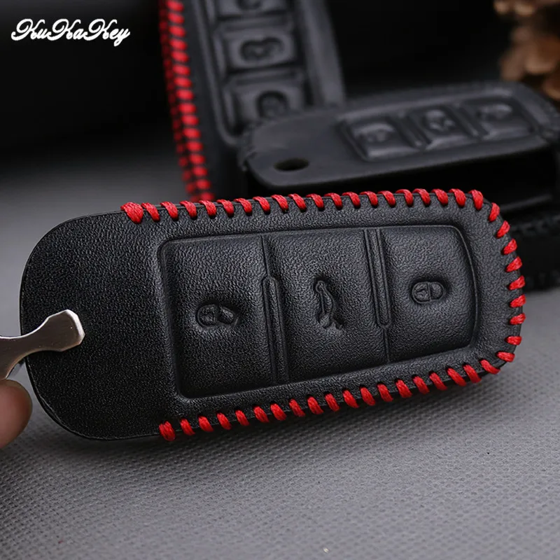 Kukakey Fashion Leather Car Auto Key Pack Cover Case Holder Shell Keychain Accessories For Volkswagen Vw Phaeton 3 Button | Автомобили и