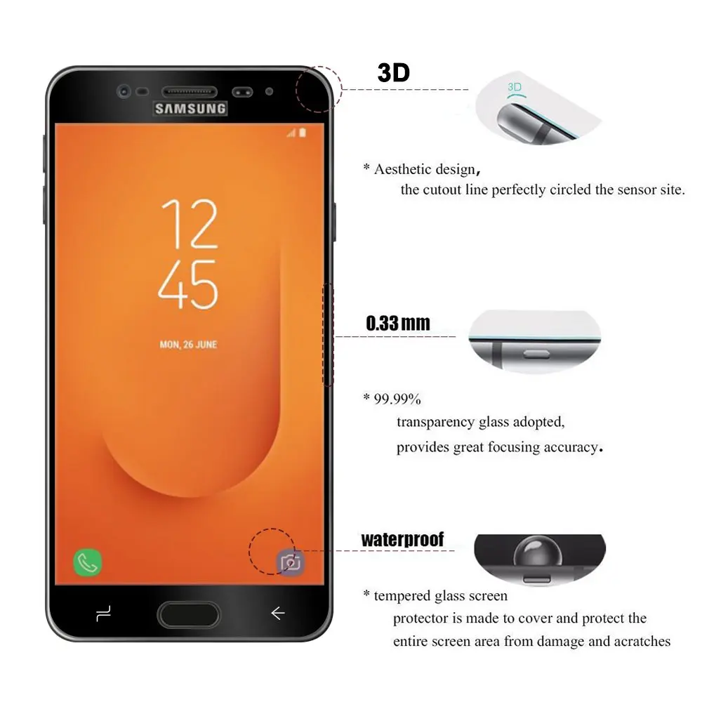 9H 3D полное покрытие закаленное стекло для SAMSUNG Galaxy J7 Prime Защитная пленка экрана HD