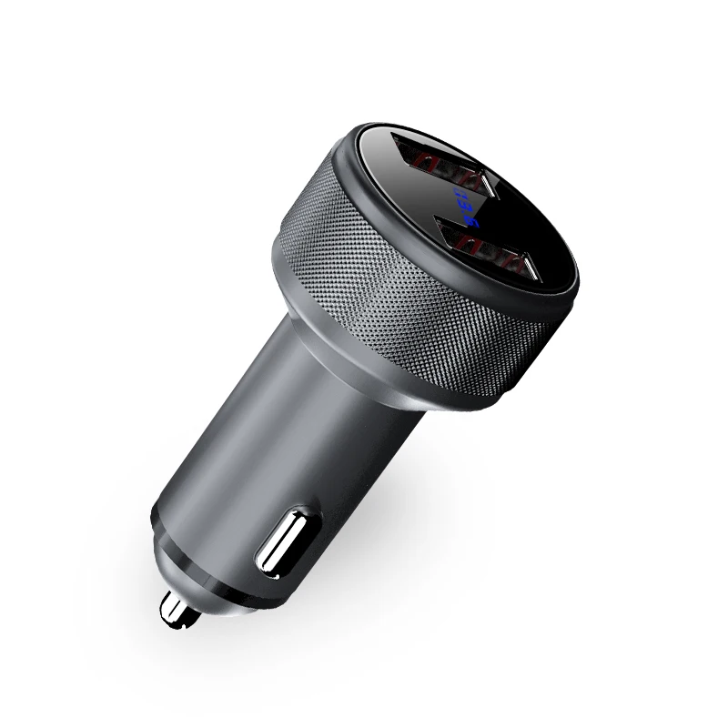 ZNP автомобильное зарядное устройство с 2 портами USB цифровой светодиодный дисплей 5 в 3,4 а алюминиевый сплав Быстрая зарядка для iPhone 6 Xiaomi автомобильное зарядное устройство для samsung - Тип штекера: Gray-B