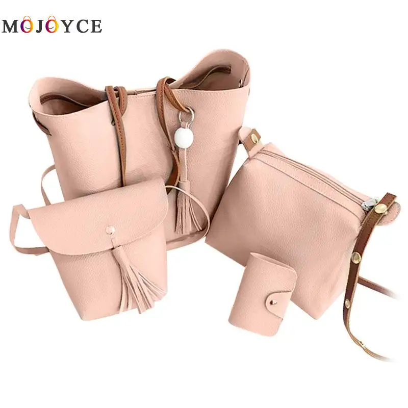 Женская сумка из искусственной кожи 4 шт./компл. с кисточками однотонная