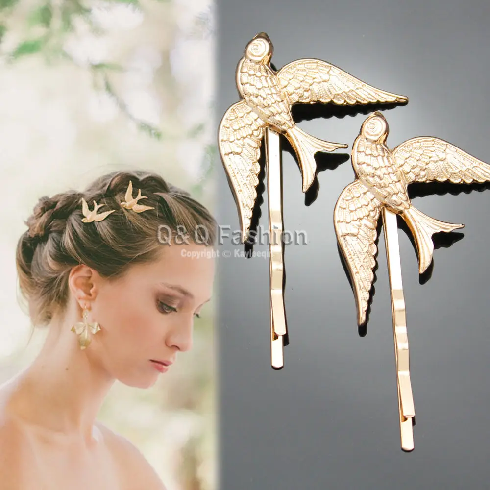 2x рокабилли золото Ласточка Птица французский Updo заколка для волос платье