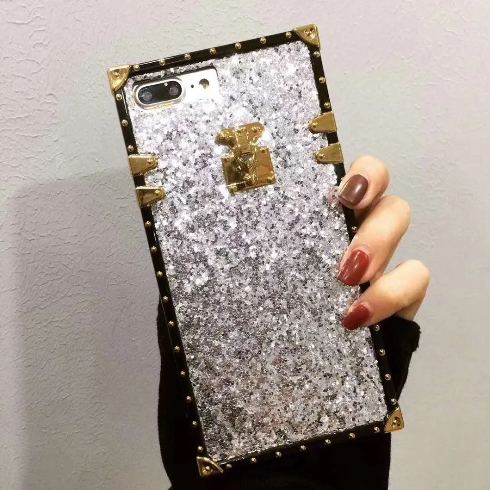 HOKEJ Deluxe Flash Square чехол для телефона iPhone X 7 8 6 s более блестящий XR Xs Max сумка мобильного