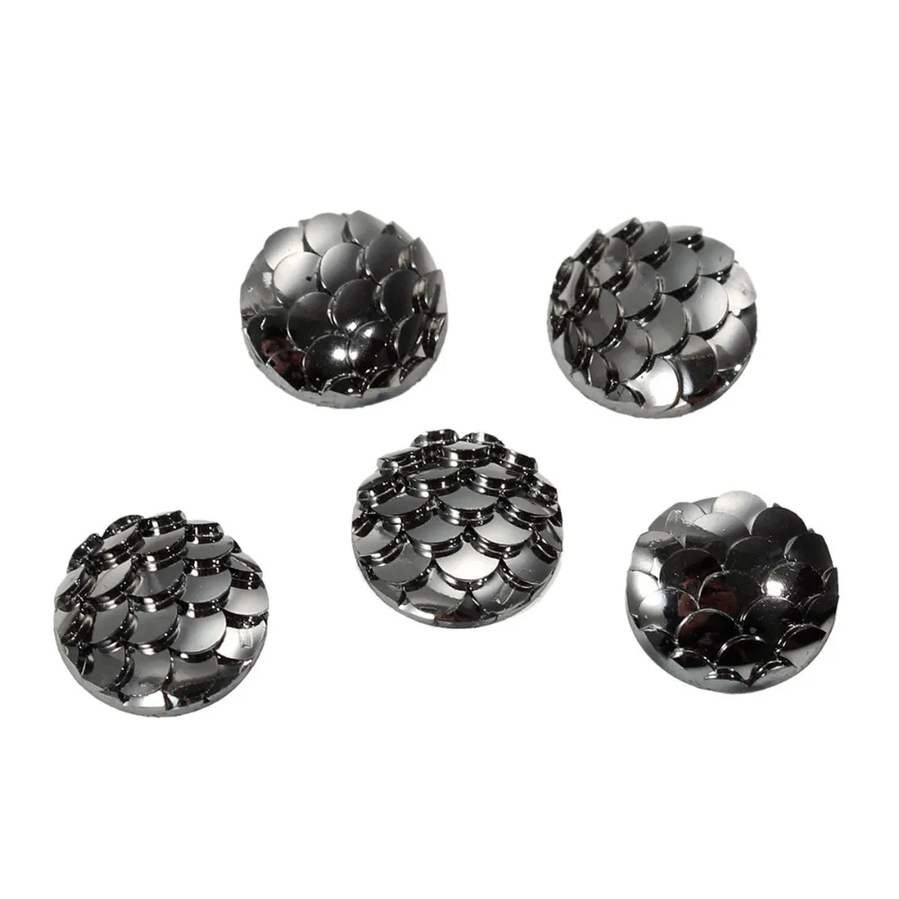 Resin Mermaid Fish/ Dragon Scale Dome Seals Cabochon Round Fuchsia AB Color 10mm | Украшения и аксессуары