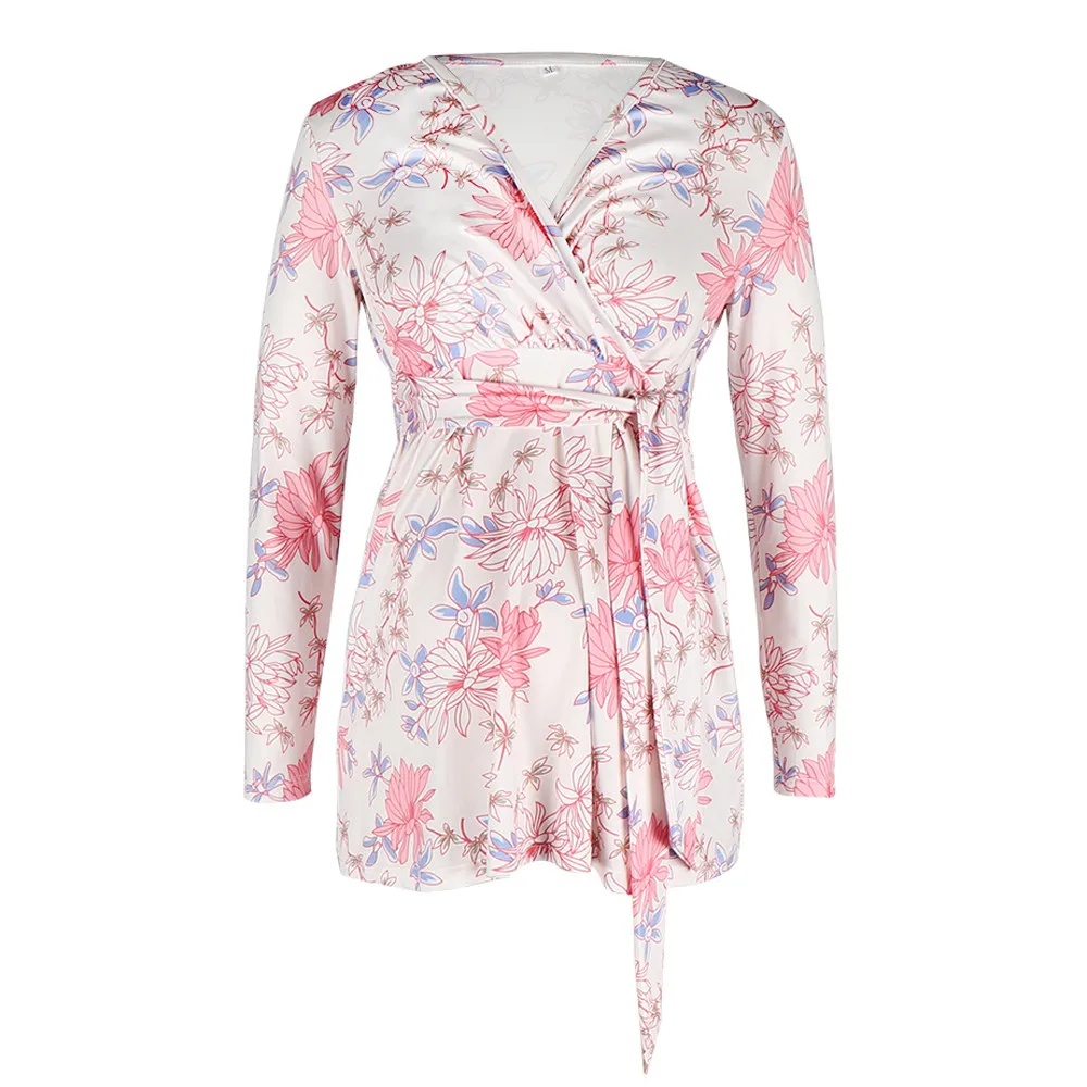 SAGACE Maternity Long Sleeve Tops Beach Floral Ladies Flower Print Womens Clothes | Мать и ребенок