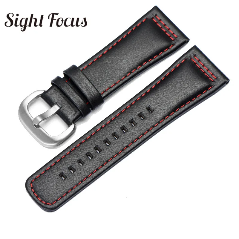 28mm Italian Calfskin Leather Watch Band for Seven Friday P1|P2 Black Belt Pin Buckle Replacement Strap Men Bracelet | Наручные часы