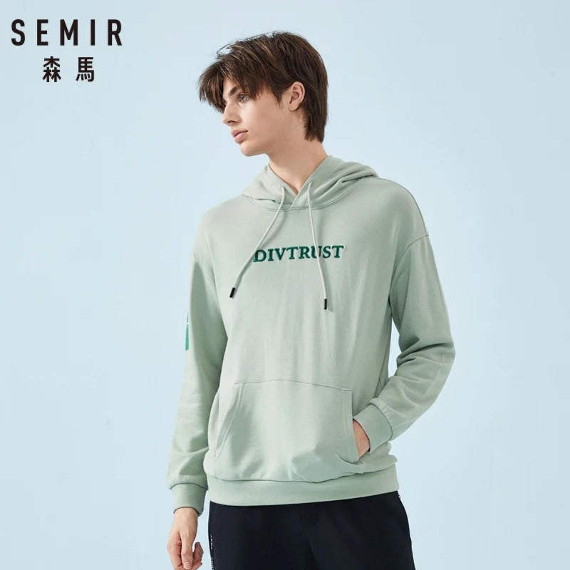 SEMIR мужская вышитая Толстовка с капюшоном, пуловер с капюшоном с аппликацией на рукаве, Стильная Спортивная толстовка с карманом-кенгуру