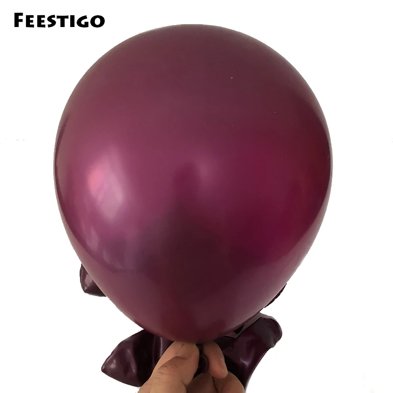 

FEESTIGO 12inch Latex Balloon Happy Birthday Burgundy Pink Ballons Decoration Pearl Wine Red Party Balloons Wedding Globos Decor