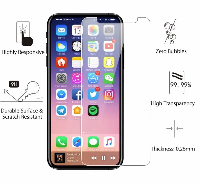 Для iPhone 7 8 X & PLUS гибкая пленка из закаленного стекла прозрачная не полная Защита