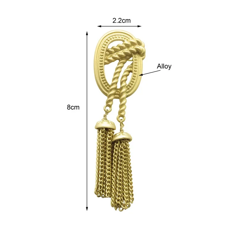 F.J4Z New Fashion Trending Tassel Pendant Pins Matted Gold Color Pattern Women Brooch Jewelry for Coats Bijoux | Украшения и