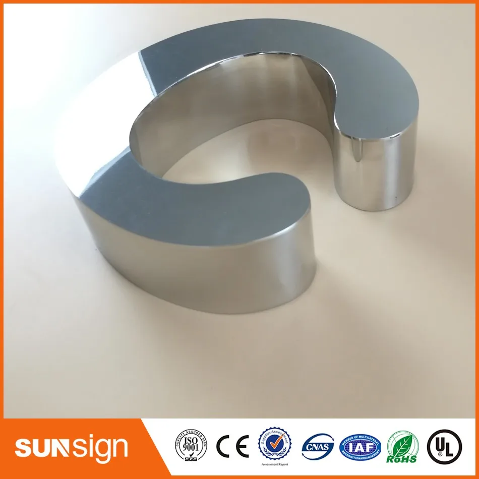 Outdoor customized led stainless steel channel wall-mounted stainless steel letter