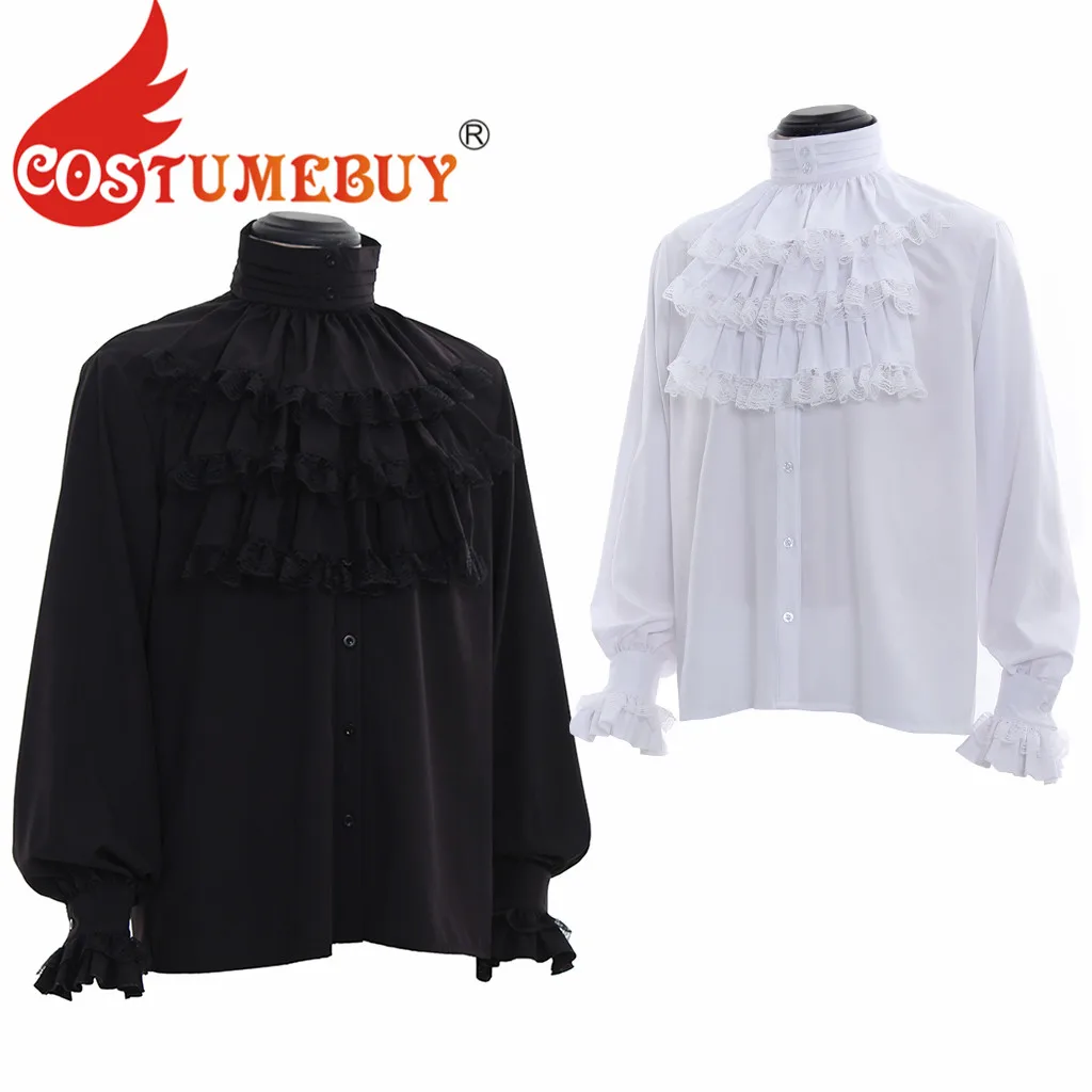 CostumeBuy Мужская средневековая Пиратская рубашка с галстуком Джабо Готическая