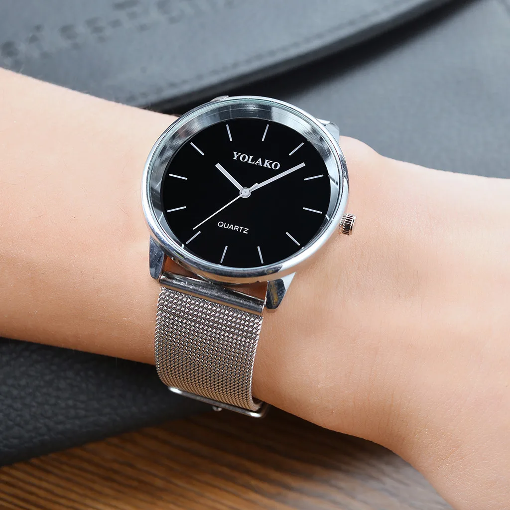 

Ladies Stainless Steel Mesh Belt Watch With Simple Mirror Quartz Watch reloj para mujeres montre pour les femmes