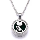 Кулон из нержавеющей стали с циркониевым ароматизатором в виде кота, колье с медальоном для ароматерапии и эфирных масел