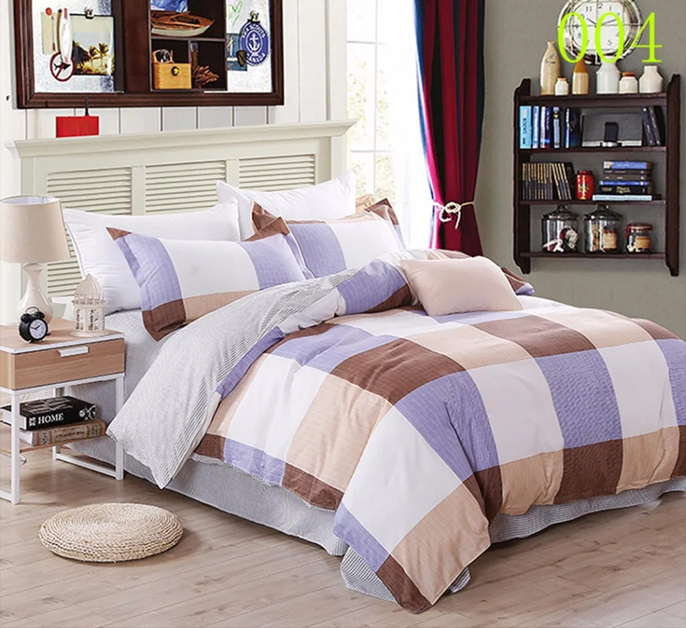 Twin Full Queen Polyester 3/4Pcs Bedding Set Bedroom Bedclothes Home Duvet Cover Quilt Flat Bed Sheets Pillowcase Blue | Дом и сад