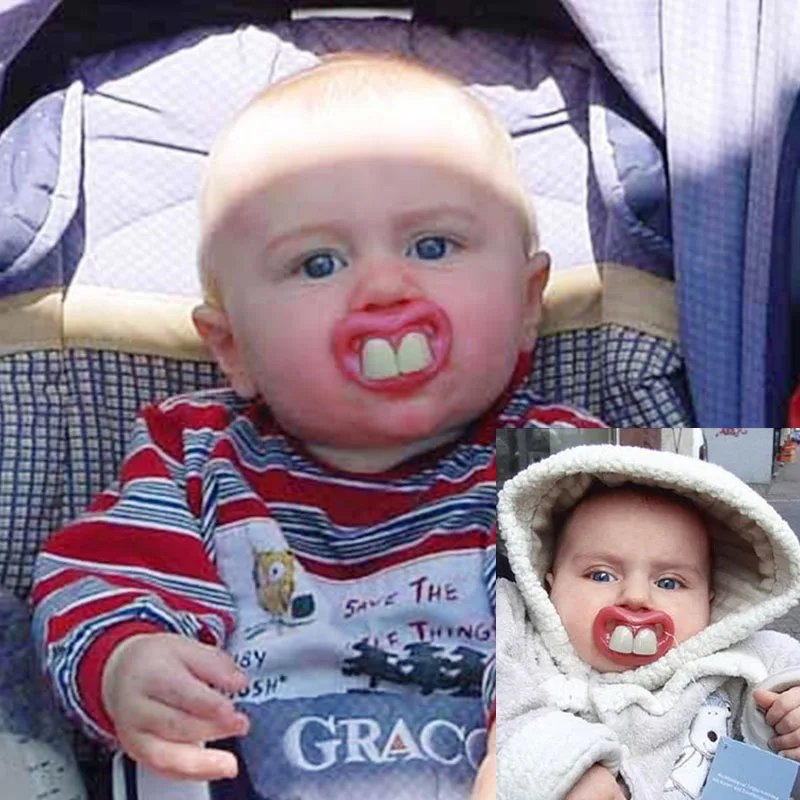 Забавный Бак зубы Соски S силиконовый для пустышки младенцев соска Шутка Шутки