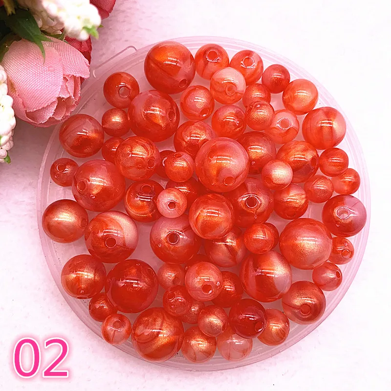 

New 8 10 12 14mm Colour Gold Powder Round Acrylic Beads Spacer Loose Beads for Jewelry Making DIY Handmade Bracelet #02