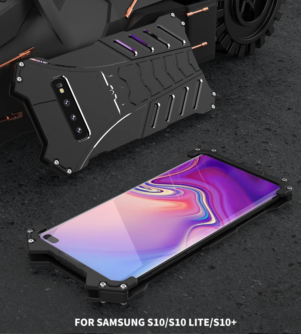 R-просто Бэтмен Luxury Металл Броня чехол для samsung Galaxy S10 S9 S8 плюс LITE S7 S6 край Алюминий Coque чехол для samsung примечание 9 8