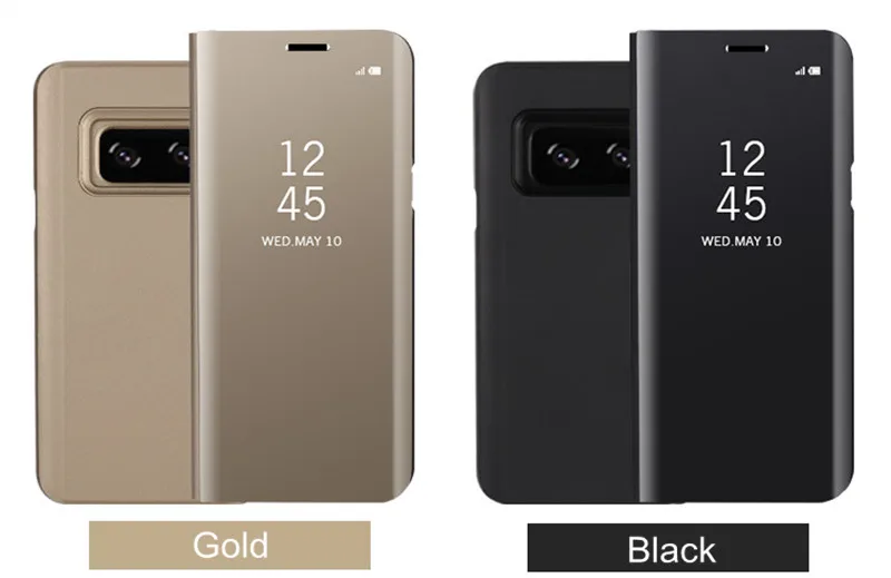 Прозрачный зеркальный флип-чехол с окошком для samsung Galaxy S9 S8 Plus S7 S6 Edge, умный чехол-подставка с чипом для samsung Note 8 9 Note 5