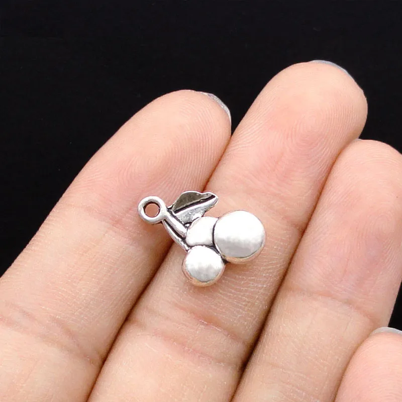 60pcs антикварные серебряные подвески вишни 18x12мм|charm pendant|cherry charmssilver charm pendant |