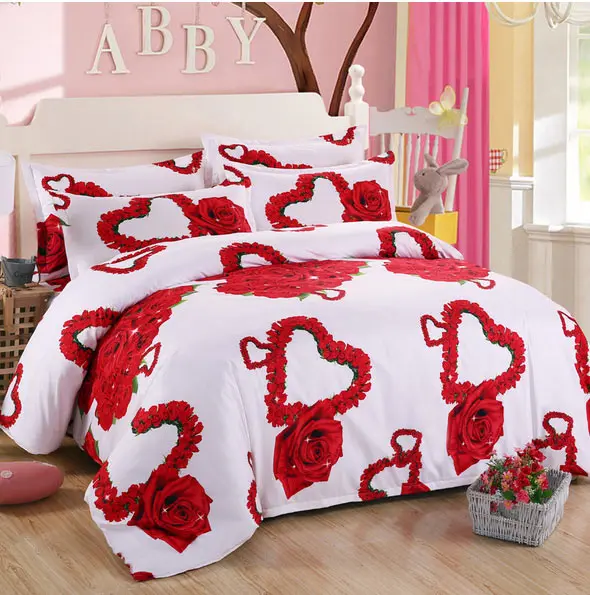 Fashion Luxury Printed 3D flower Bedding Set Queen King Full Size Bed linen Sheet Duvet Cover Pillow Case Sets c | Дом и сад