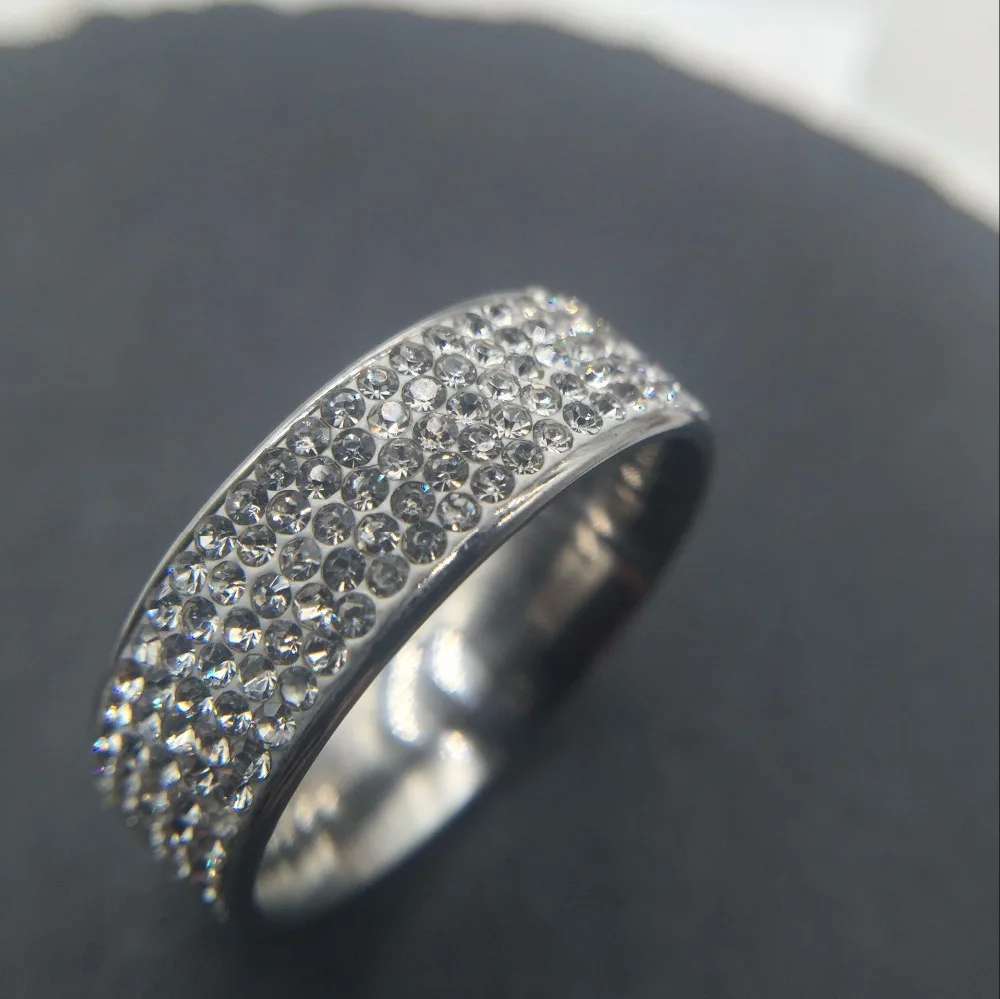 Никогда не упасть! Полный Кристалл женские серебряные кольца Цвет полированный