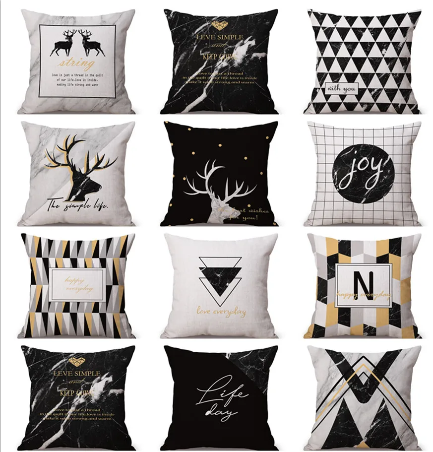 Прямая поставка Мраморная Геометрическая наволочка для подушки льняная