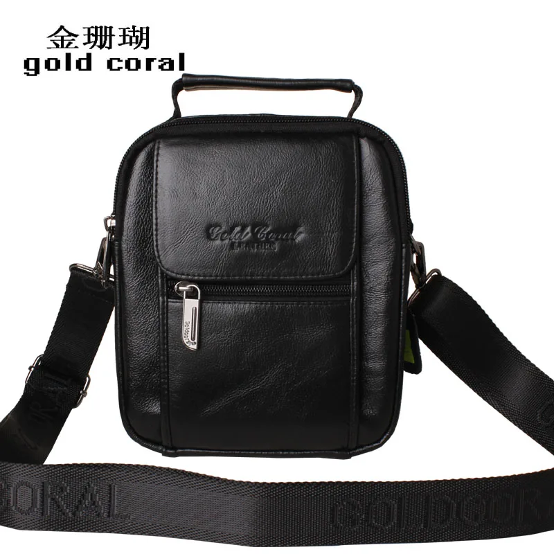 Золото Коралл натуральной кожи мужской небольшой Курьерские сумки для мужчин