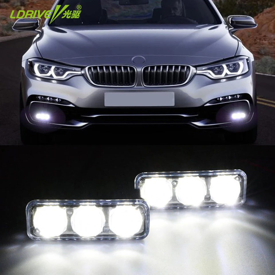 LDRIVE 2 шт./компл. светодиодный DRL с поворотом световой сигнал автомобиля светильник