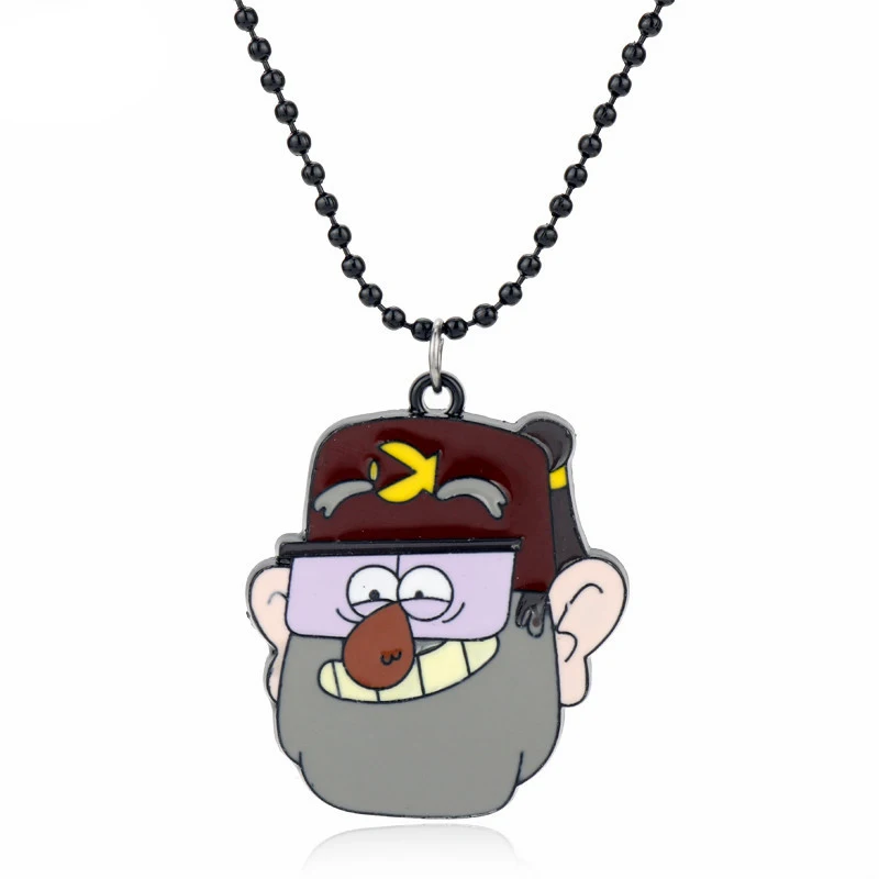 D Gravity Falls Necklace Cartoon Jewelry Figure Toy Mabel Pines Stanley Pines Necklaces&Pendants Beads Chain Choker Women Men Gift - Metal Color: D