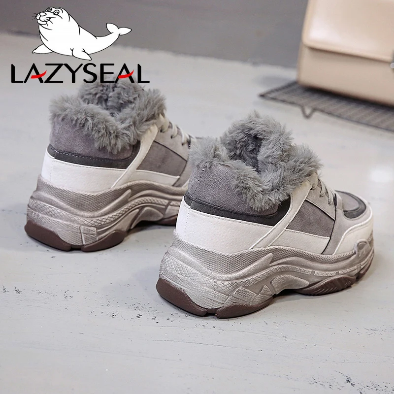 LazySeal/теплые кроссовки удобная дышащая обувь из замши женская зимняя