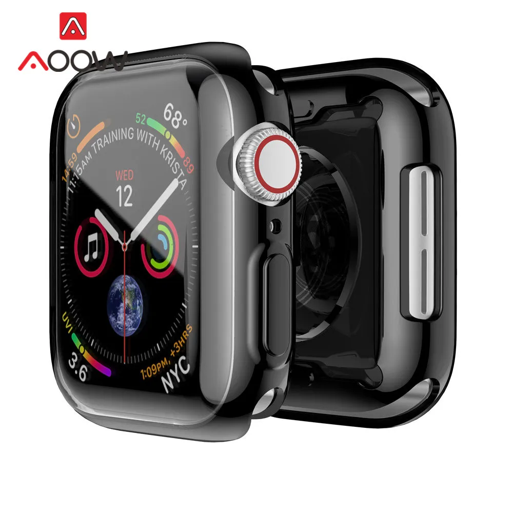 Мягкий прозрачный TPU Экран Защитный чехол для наручных часов Apple Watch 40 мм 44 мм, 38 мм, 42 мм, полное защитное Плакирование крышка ремешок для iwatch на возраст 2, 3, 4